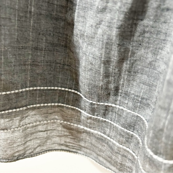 Max Studio Gray Cotton Pleated Smocked Dress Scoop Neckline 3/4 Sleeves Lined 🩶 - Picture 8 of 13